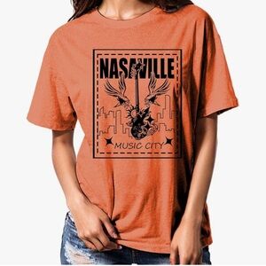 Orange Nashville Graphic T-Shirt